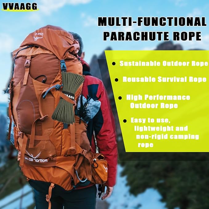 VVAAGG 1000 Paracord Rope 200FT, 4mm Utility Parachute Cord 12 Strand Nylon Rope - Image 6
