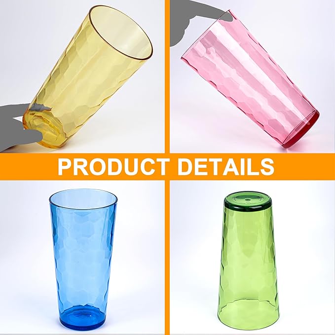 KOXIN-KARLU Mixed Drinkware 26-ounce Plastic Tumbler Acrylic Water Glasses - Image 3