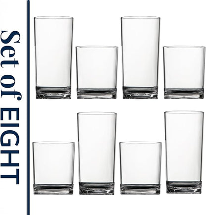 US Acrylic Classic Clear Plastic Reusable Drinking Glasses 12oz Rocks & 16oz - Image 8