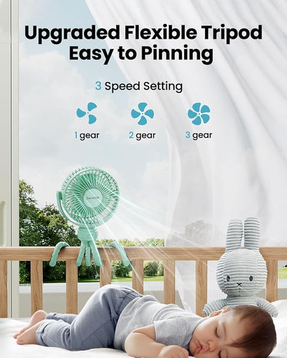 Gaiatop Mini Portable Stroller Fan, Battery Operated Small Clip on, Detachable - Image 3