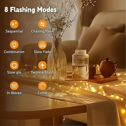 HXWEIYE Rechargeable Fairy Lights Battery Operated, DIY Timer & 8 Modes - Image 8