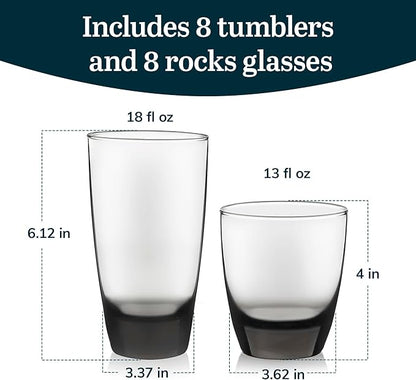 Libbey Classic Rocks and Tumbler Glass Cups Set, Elegant Mixed Drink Glasses Set - Image 3