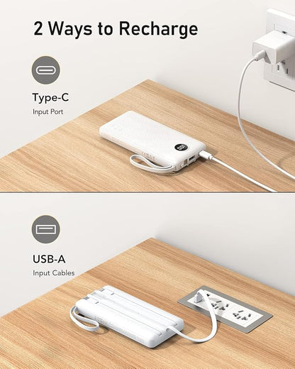 VEEKTOMX Portable Charger Built-in Cables, 10000mAh Power Bank - Image 6