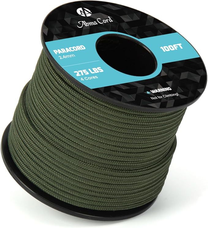 Abma Cord 2.4mm Paracord 275 100ft Nylon Rope 4 Strands Tactical Parachute Cord by Abma+Cord