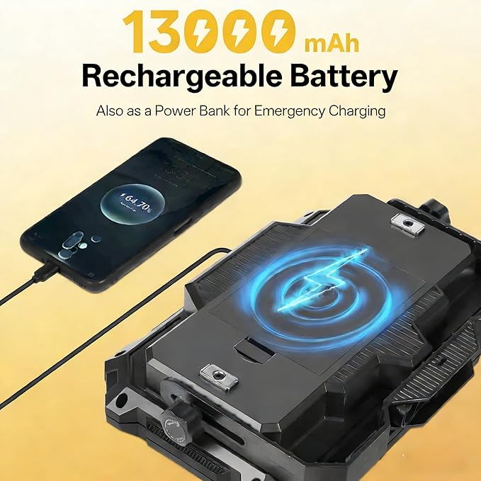 LED Work Light Rechargeable Outdoor, 13000mAh Work Flood Lights 10000LM - Image 3