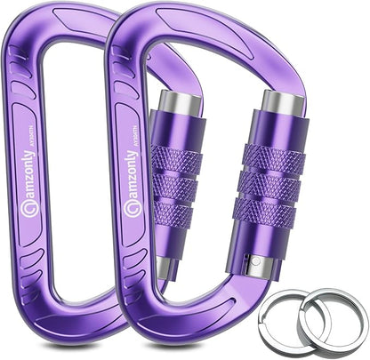 3inch Auto Locking Carabiner Clips Heavy Duty, 12KN /2697lbs Lightweight by AMZONLYLORSUM