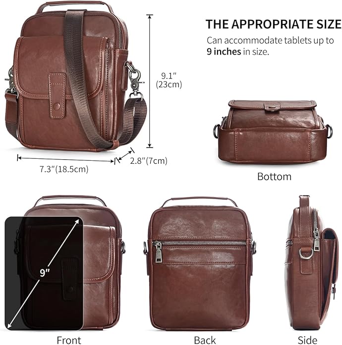 Augus Leather Small Messenger Bag - Image 7