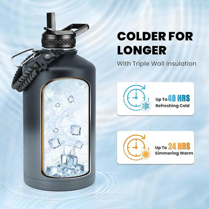 RAYMYLO One Gallon Water Bottle Insulated, Triple Walled Vacuum Stainless Steel - Image 2