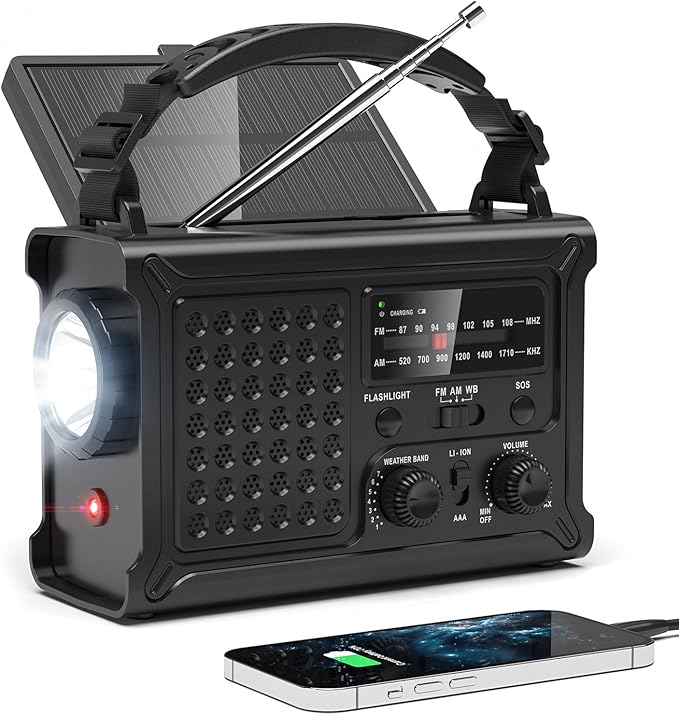 NOAA Emergency Weather Radio-12000mAh/44400mWh Radio Portable AM/FM by PPLEE
