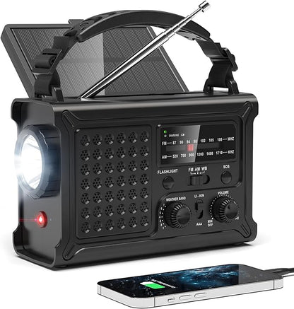 NOAA Emergency Weather Radio-12000mAh/44400mWh Radio Portable AM/FM by PPLEE