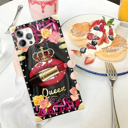 Compatible with iPhone 12 12 Pro Case, Queen Lip Crown Leopard Print Luxury - Image 5