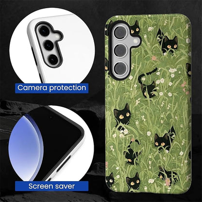 for Samsung Galaxy S24 Plus Case, HL2 Grass Cat Hybrid 2 Layer Hard Shell - Image 4