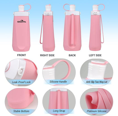 Collapsible Water Bottles, 20oz Reusable Silicone Foldable Water Bottle - Image 3