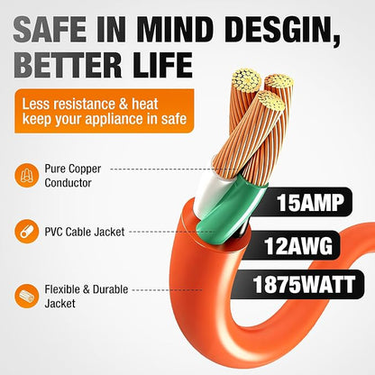 Outdoor Extension Cord 50 FT Waterproof, 12/3 Gauge Heavy Duty 3 Prong Power - Image 2