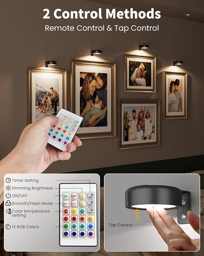 3 Pack Picture Lights for Wall, Wireless 2000mAh Rechargeable Magnetic LED Puck - Image 7