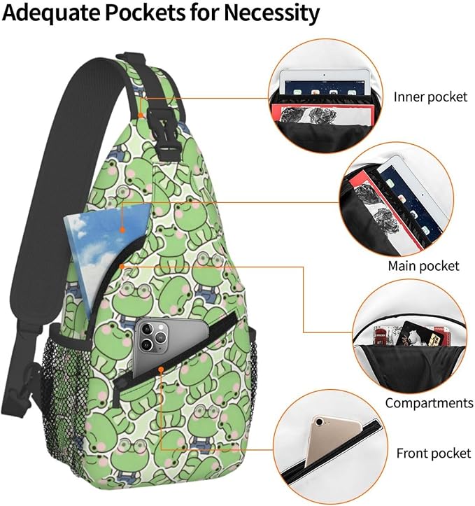 Cute Frog Sling Bag For Women Men Fashion Backpack Crossbody Frogs Shoulder Bag - Image 4