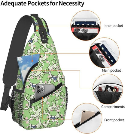 Cute Frog Sling Bag For Women Men Fashion Backpack Crossbody Frogs Shoulder Bag - Image 4
