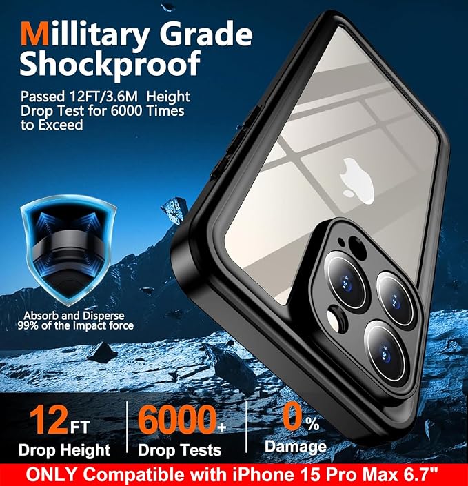SPIDERCASE Only Designed for iPhone 15 Pro Max Case Waterproof, Built-in Lens & - Image 4
