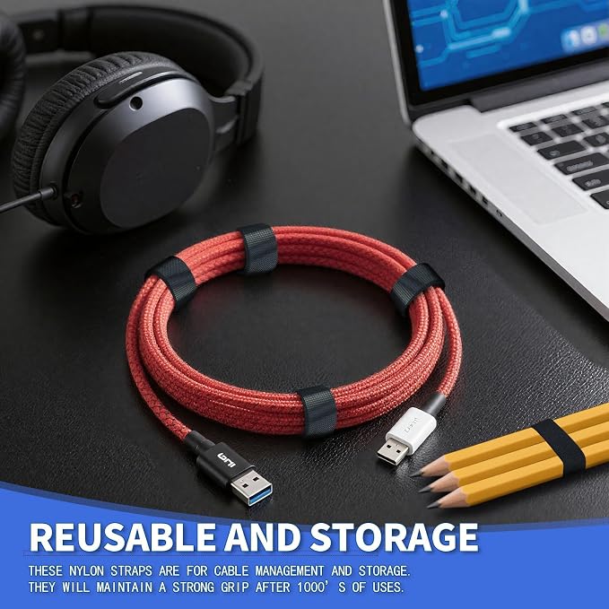 1/2In x 100Ft Reusable Cable Ties Hook and Loop Roll | Tie Down Straps - Image 2