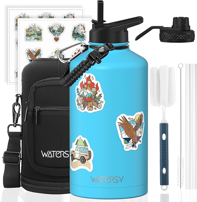 87oz Insulated Water Bottle, BPA Free&Leak Proof, 1.5 Gallon Stainless Steel by Watersy