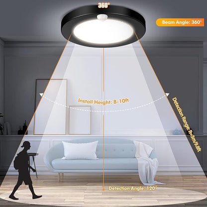 2-Pack Motion Sensor LED Ceiling Lights, 15W-100W Equivalent, 1200LM 3 Colors - Image 5