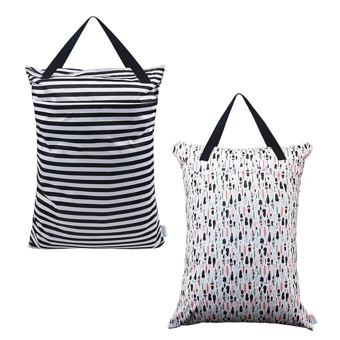 ALVABABY 2 Pack Large Wet Dry Bag Waterproof Hanging Cloth Diaper by ALVABABY