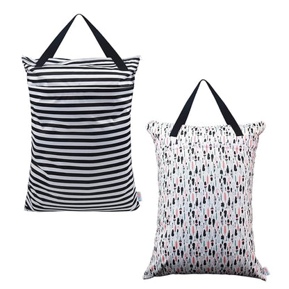 ALVABABY 2 Pack Large Wet Dry Bag Waterproof Hanging Cloth Diaper by ALVABABY