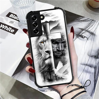 for Samsung Galaxy S21 Case, Lion Cross Jesus Christ Dove Pattern Graphic - Image 7