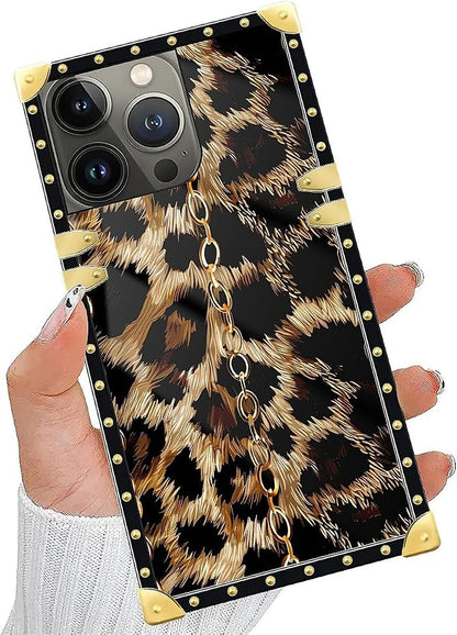 Compatible with iPhone 14 Pro Case, Seamless Gold Chain Leopard Luxury Golden - Image 6