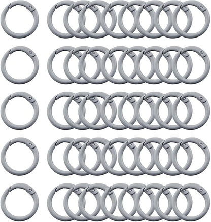 Carabiner Clip 48Pcs Grey Metal Key Ring Clip Circle Keychain Rings Bulk Spring by KJMLDIY