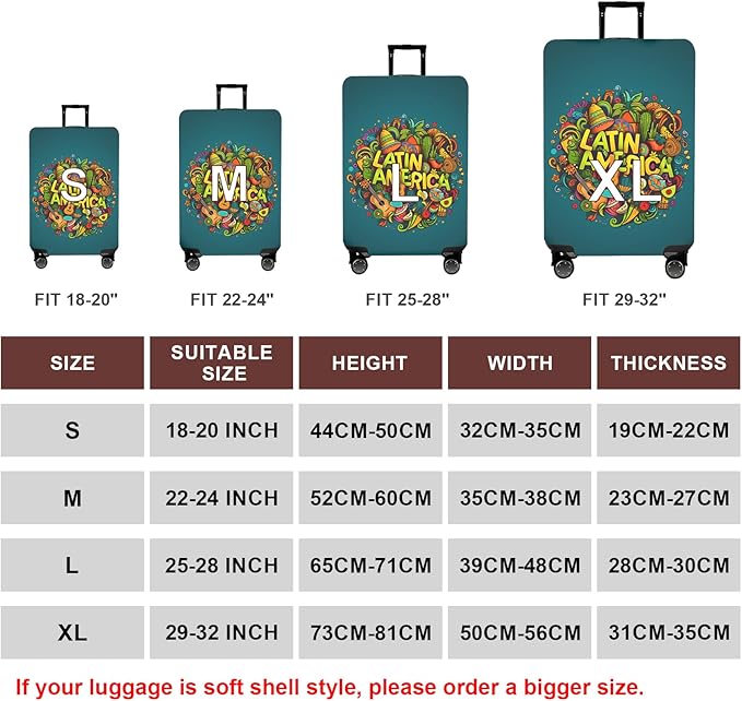 WUJIAONIAO Travel Luggage Cover Baggage Suitcase Cover Protector Skins 18-32 - Image 3