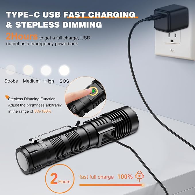 Hoxida Rechargeable Tactical Flashlights High Lumens - Image 4