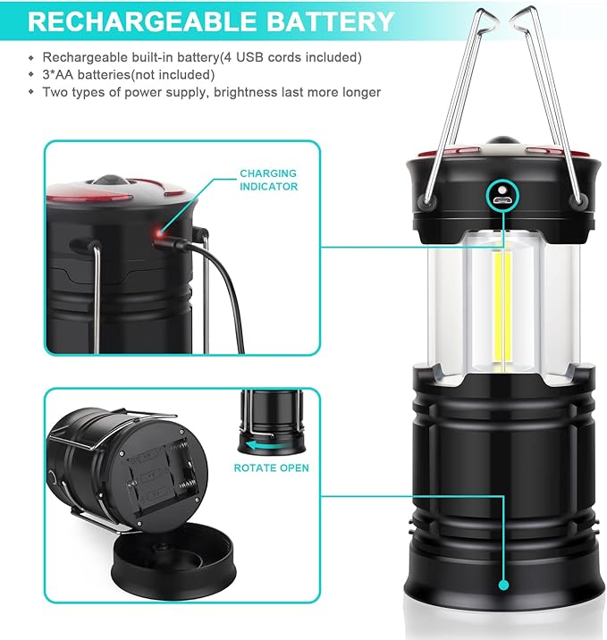 4 Pack Lantern Camping Essentials Lights, Led Flashlight - Image 3