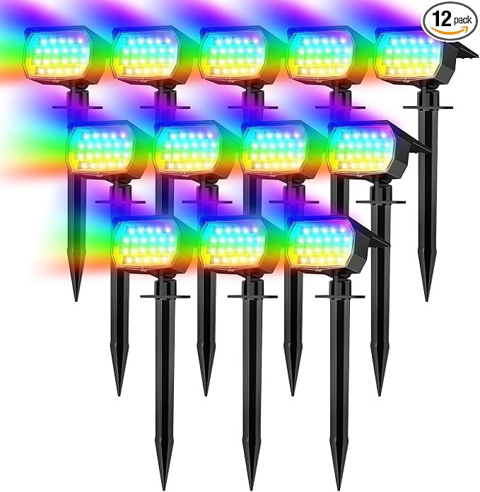 WENATY Solar Spot Lights Outdoor Color Changing, Christmas Landscape Spotlights by WENATY