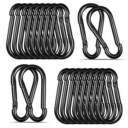 Black Carabiner, Heavy Duty Galvanized Steel Spring Snap Hook Carabiner Clips by High-PQ