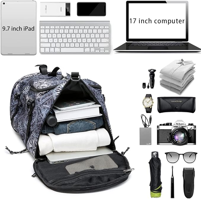 Gym Duffle Bag Waterproof black Laptop Backpack Suitable - Image 2