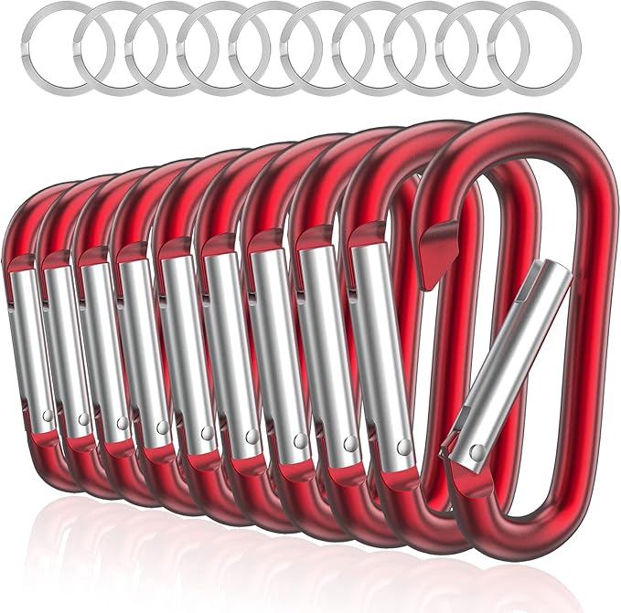 sprookber 3" Aluminum Carabiner D Ring, Caribeener Clips, Spring Snap Hook by Sprookber