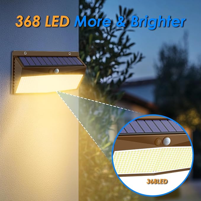 2 Pack 368 LED Solar Lights Outdoor Motion Sensor, Solar Fence Light - Image 5