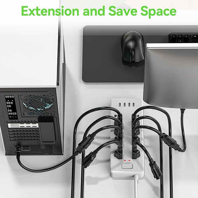 Power Extension Cord 0.5FT/6Inch, Short 3 Prong Electric Extension Cable Outlet - Image 3