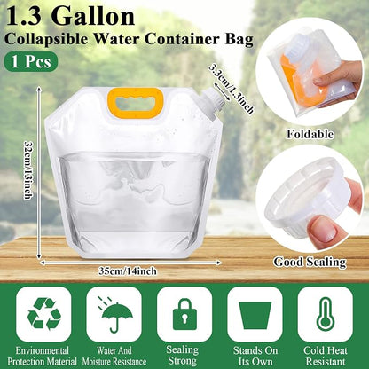 Tessco for you 1 Pcs 1.3 Gallon Collapsible Water Storage Bag Water Container - Image 2