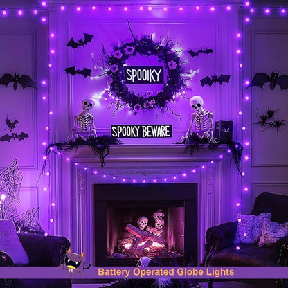 JMEXSUSS 100 LED Purple Globe String Lights Battery Operated, 33ft 8 Modes - Image 5