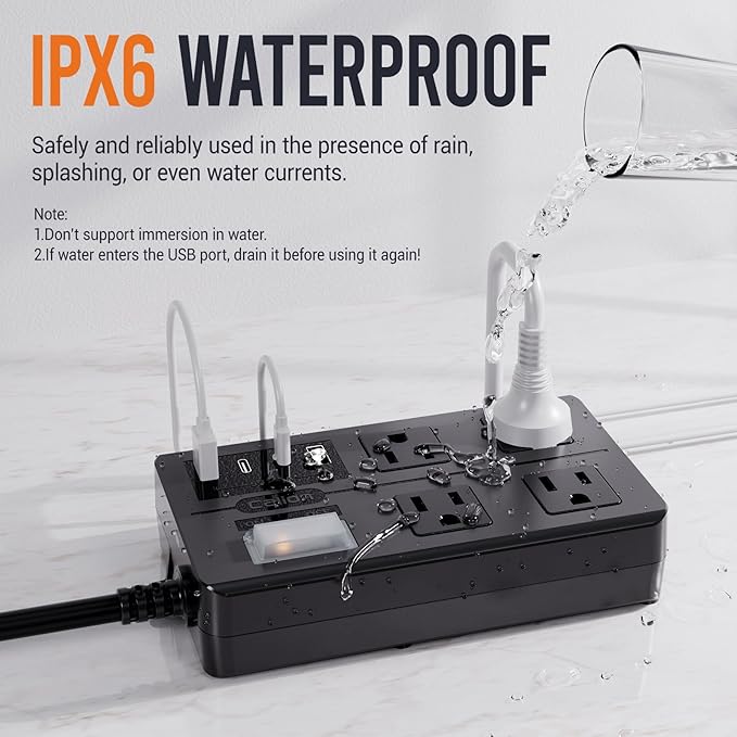 15FT Outdoor Waterproof Power Strip Surge Protector - Image 3