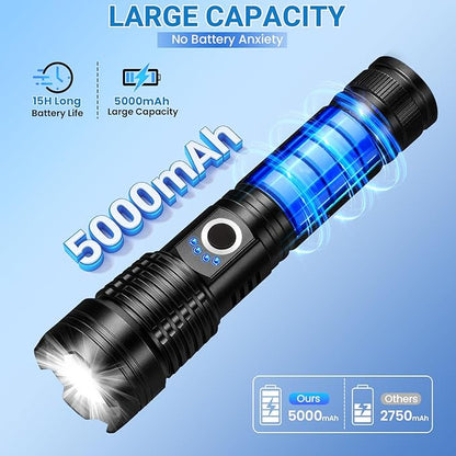 Rechargeable LED Flashlight, 000 High Lumens Super Bright Flashlight, 5 Modes - Image 3
