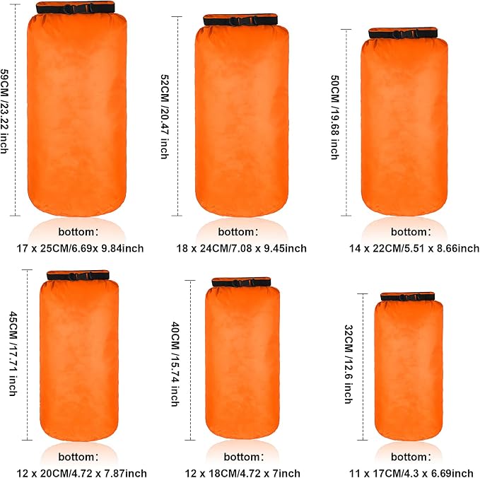 Shappy 6 Pcs Waterproof Dry Bag Set Ultralight Stuff Sack 20/15/10/8/5/3L - Image 2