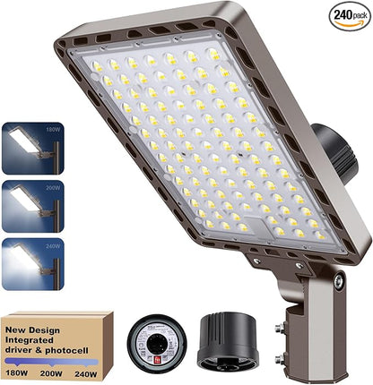 LED Parking Lot Light 240W/200W/180W, 36000LM Parking Lot Lights Outdoor 5 in 1 by BIRITALO