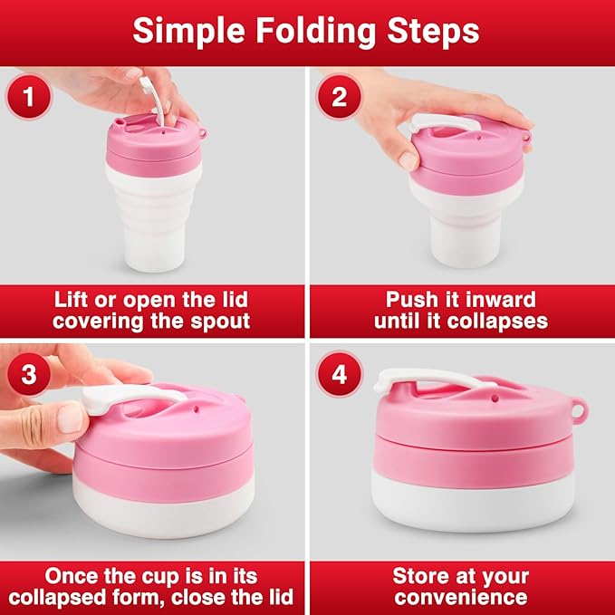 Protein Shaker Bottle Pink Collapsible - Image 4