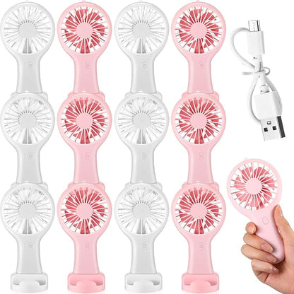Woanger 12 Pcs Mini Handheld Fan Bulk 3 Speed USB Electric Battery Operated by Woanger