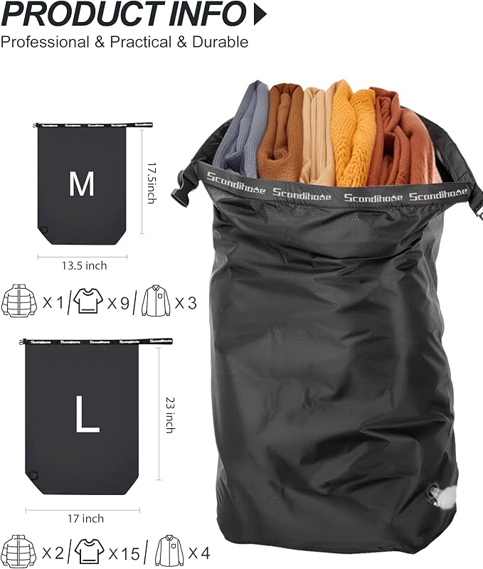 Travel Laundry Bag, Pump-free Vacuum Compression Dirty Clothes Bag, Large - Image 2