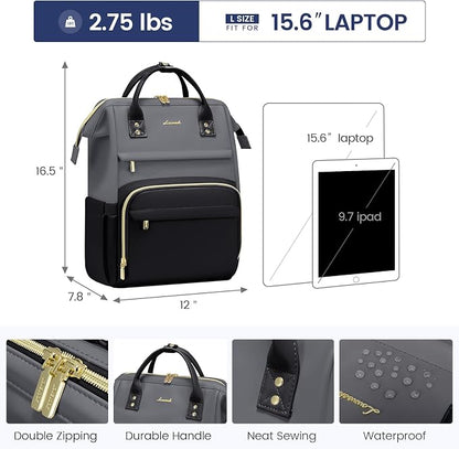 LOVEVOOK Leather Backpack for Women, 15.6 inch Leather Laptop Backpacks Women - Image 4