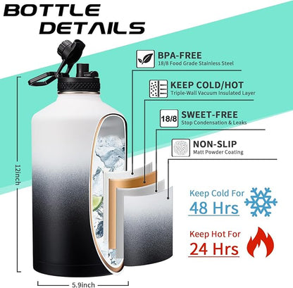 Insulated Water-Jug Gallon Water Bottles - - Image 4